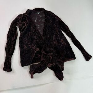 NCC Cardigan Jacket Womens 8 Sweater Crushed Velvet Purple 90s y2k Front Tie